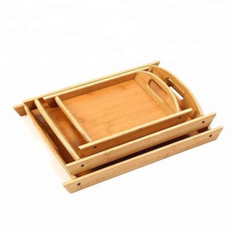 Bamboo Wooden Tray- 3 Piece