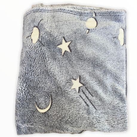 Magic Glow in The Dark Blanket Throw with Star Sky Objects