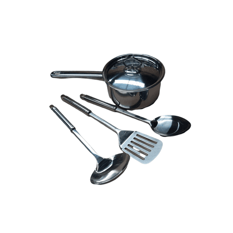 Saucepan Stainless Steel with Lid - 16cm & OJEES Serving Spoon 3 Piece Set