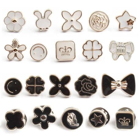 Women Shirt Brooch Pins Buttons For Coat Dress Clothes Decoration - 20Pcs