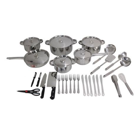 35 Piece Encapsulated Bottom Stainless Steel Cookware & Kitchen Tools Set variant image 1