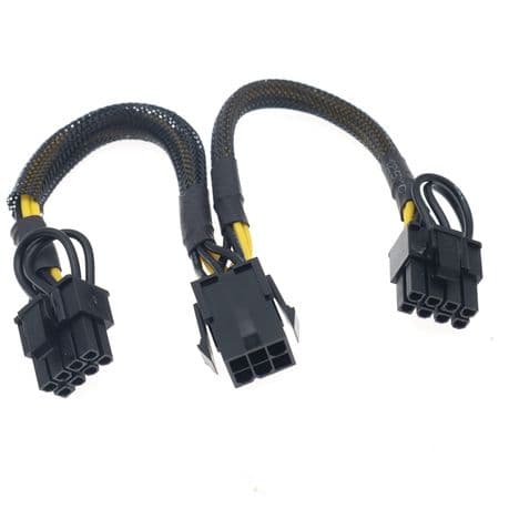 6-pin Female to Dual 2x 8-pin (6 2) Male Power Adapter Braided variant image 1