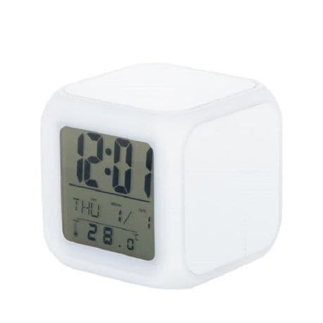 Glowing Cube LED 7 Color Change Digital Alarm Clock variant image 1