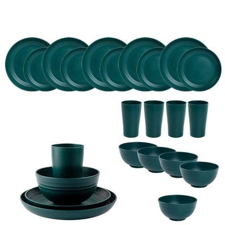 Ojees Homeware- 24 Piece Unbreakable Wheat Straw Dinnerware Set - Green variant image 1