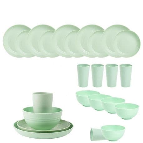 Ojees Homeware- 24 Piece Unbreakable Wheat Straw Dinnerware Set - Mint variant image 1