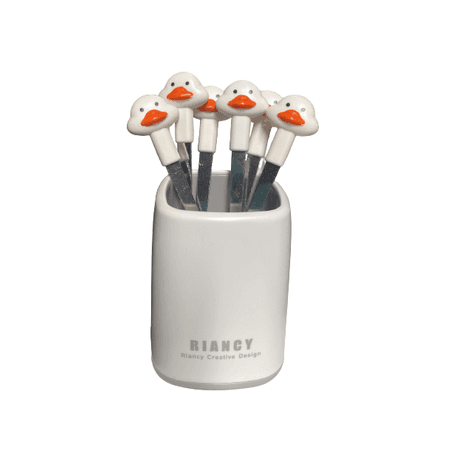 Stainless Steel Children's Stand with 6 Cartoon Duck Fruit Fork variant image 1